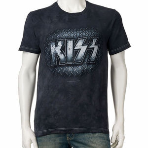 KIss Band Metal Logo Liquid Blue metal rock Official T-Shirt M NWT